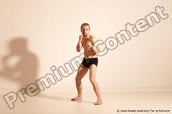 Underwear Martial art Man White Moving poses Slim Short Blond Dynamic poses Academic